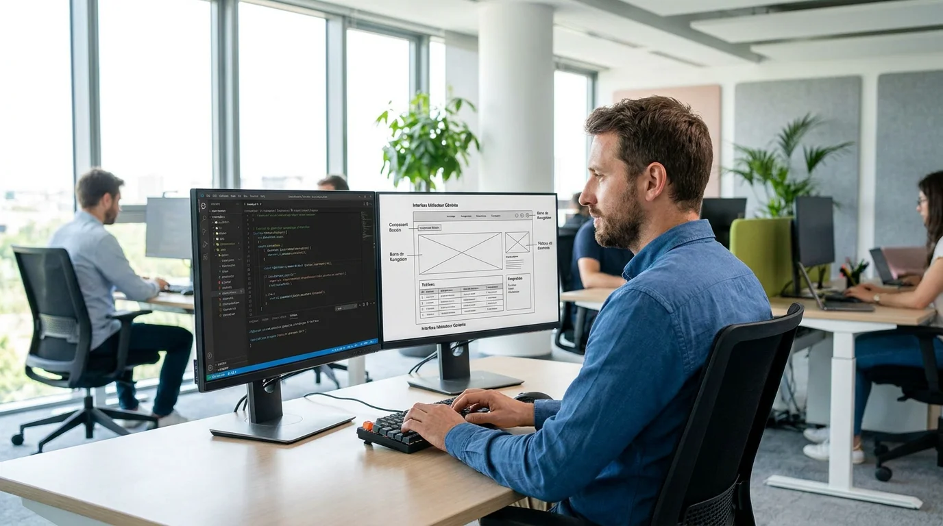 Développeur utilisant l'IA pour générer des composants conformes au design system