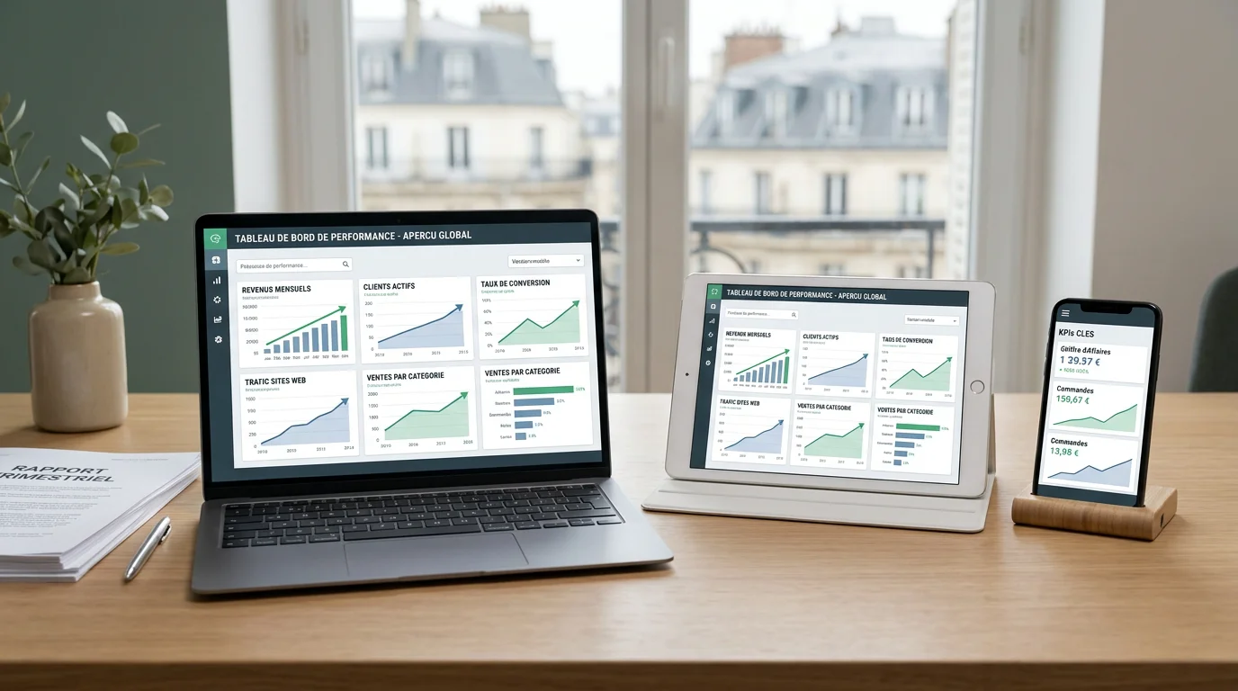 Site internet refondu affiché en version responsive sur ordinateur, tablette et mobile
