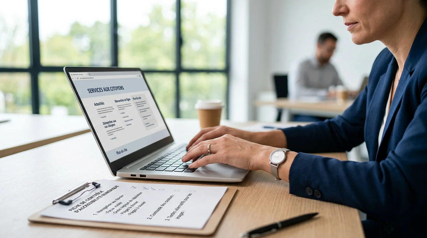 Expert européen réalisant un audit manuel d'accessibilité au clavier