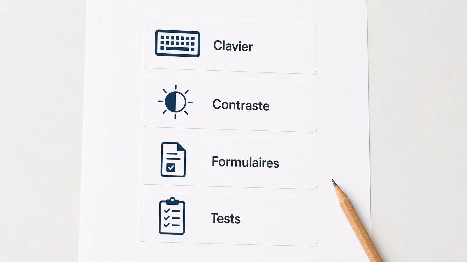 Checklist linéaire des étapes de mise en accessibilité numérique