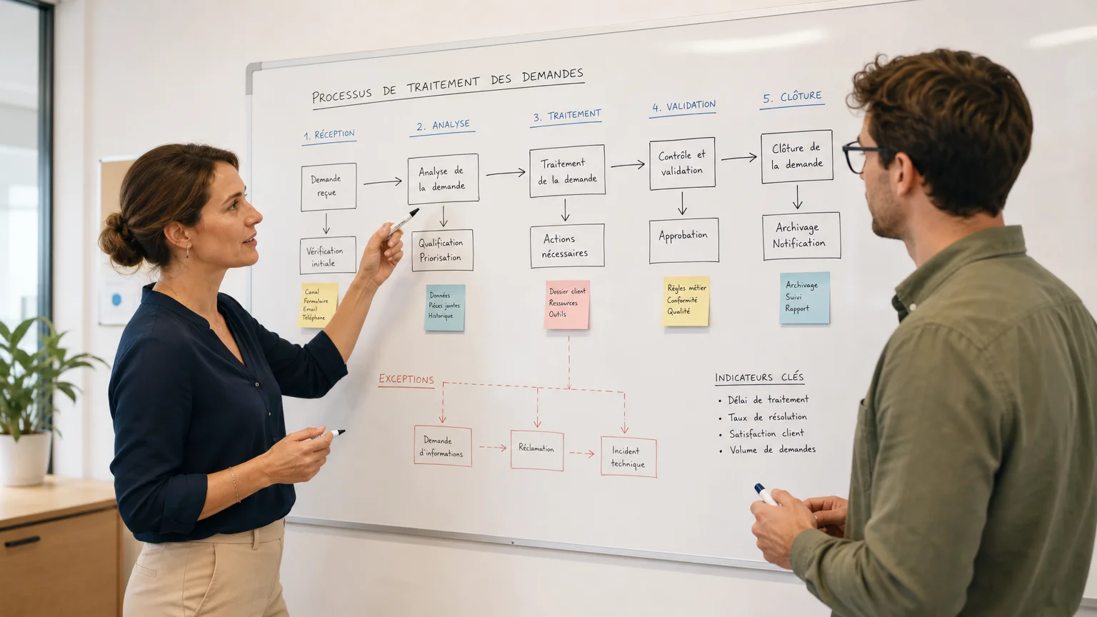 Équipe européenne analysant un processus métier avant un développement sur mesure