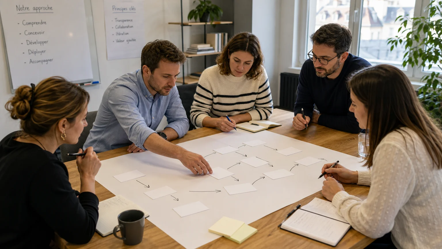 Équipe de PME cartographiant ses processus numériques