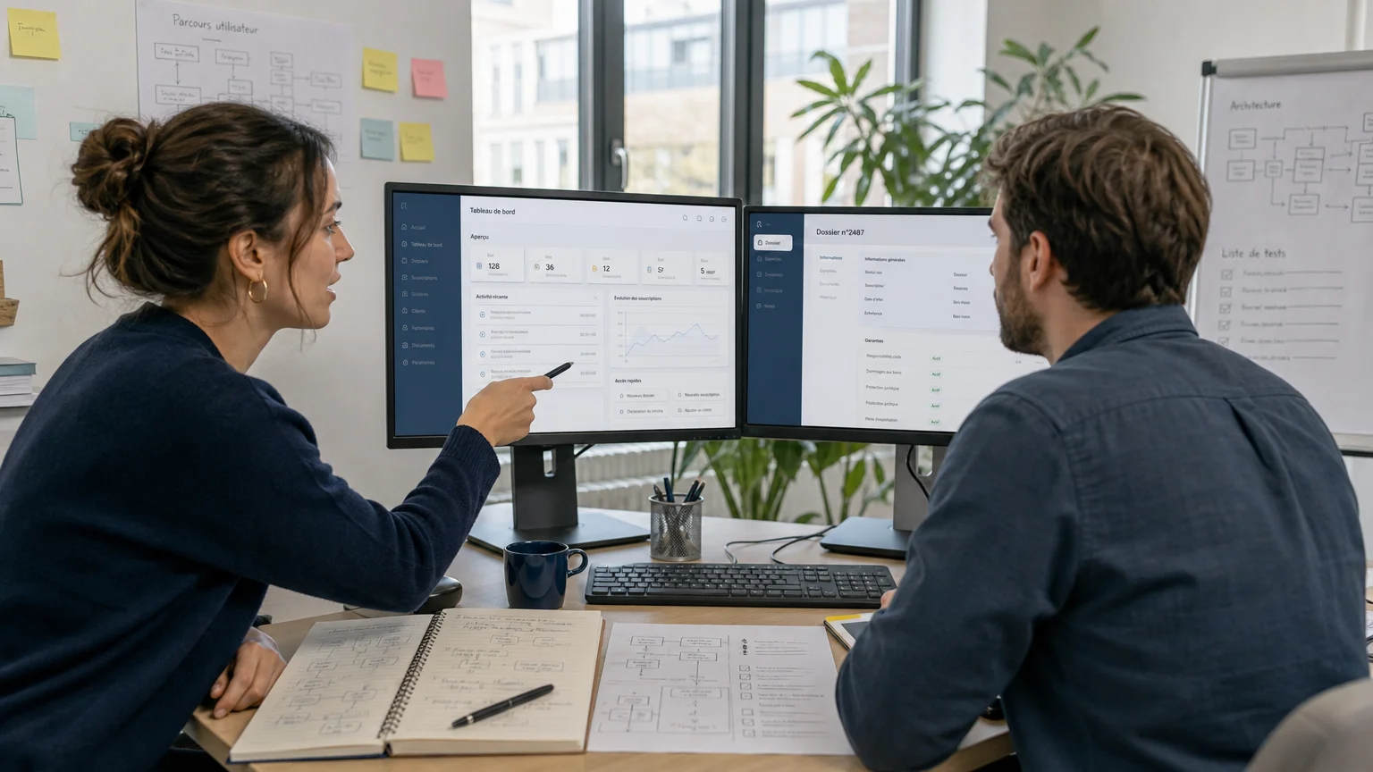 Une équipe vérifie un prototype généré par une intelligence artificielle