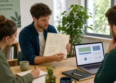 Équipe européenne travaillant sur un projet web responsable