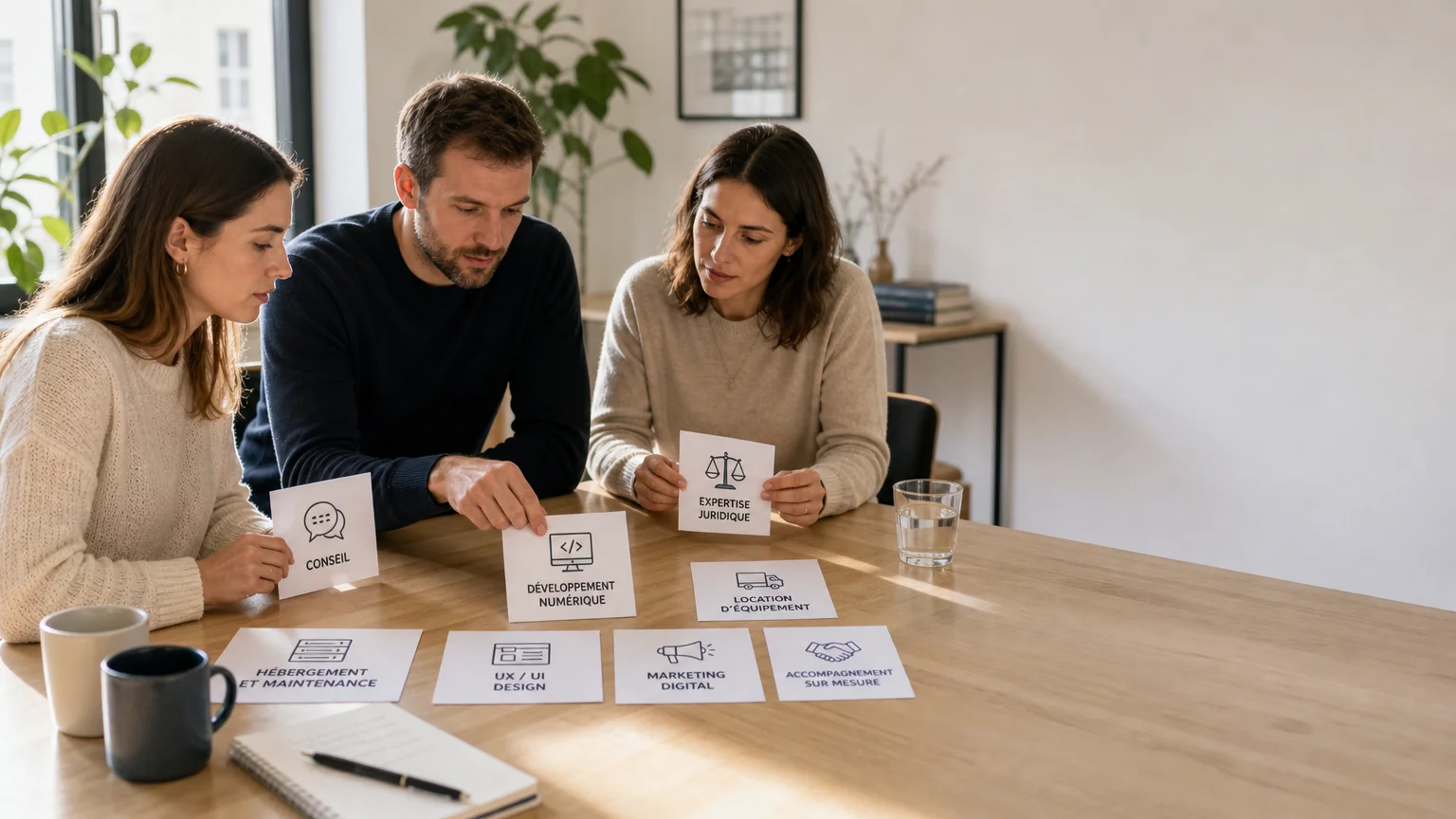 Équipe professionnelle comparant des services B2B