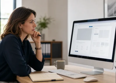 Cheffe de projet examinant un prototype d’application web