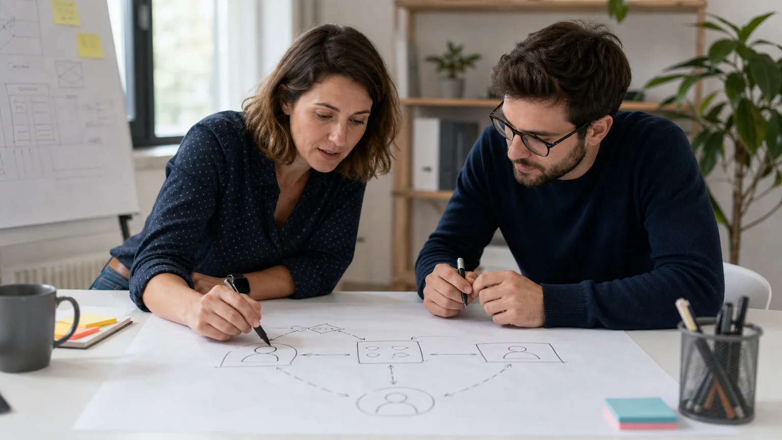 Équipe en atelier qui définit les rôles d’une marketplace