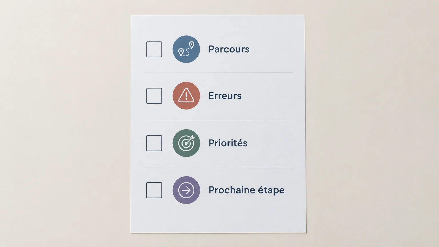 Fiche de vérification pour tester un prototype métier