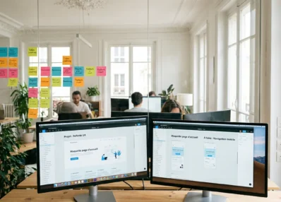 Espace de travail d'une agence web spécialisée dans le développement sur mesure en France